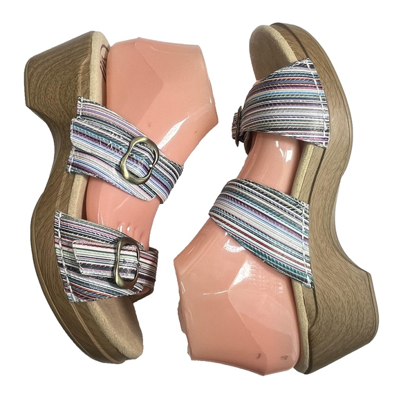 Dansko Sandals Womens Size 41 EU 10.5 11 US Sophie Multicolor Stripe Buckle - Picture 8 of 13